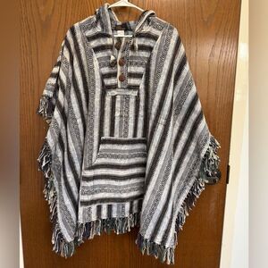 Little Kathmandu Hooded Cape Nepalese 100% Cotton Poncho!